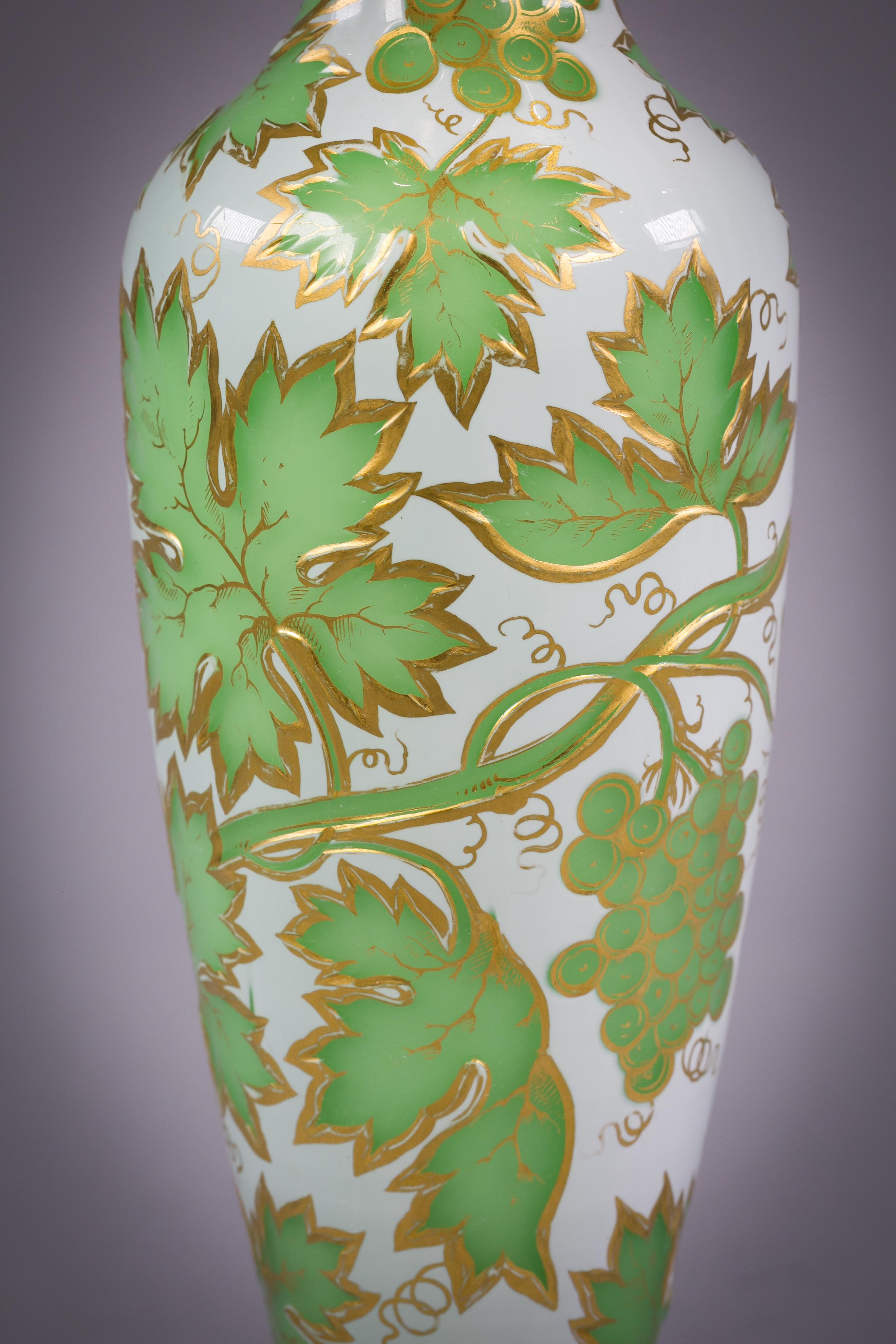 Late 19th Century Bohemian Overlay Glass Vase, circa 1875 For Sale