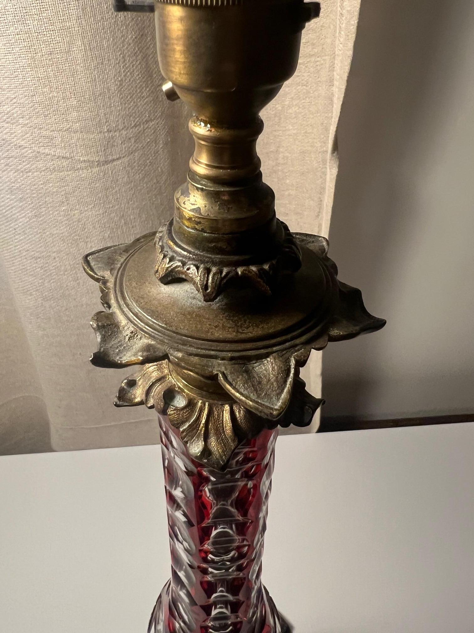 Bohemian Overlay Lamp In Good Condition For Sale In London, GB