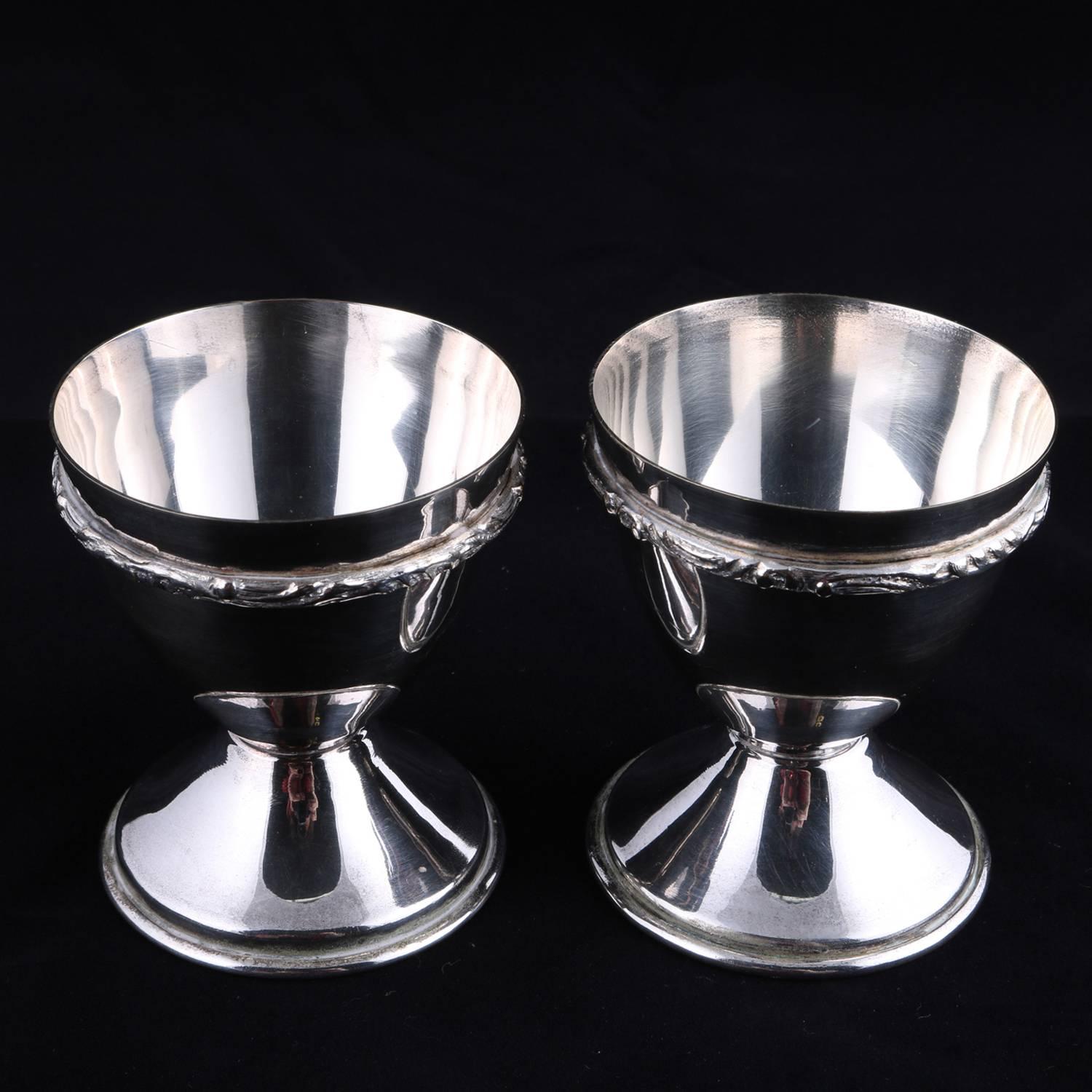 Bohemian Pair of Georg Jensen School Silver Plate Marriage Chalice Cups, P&J 1