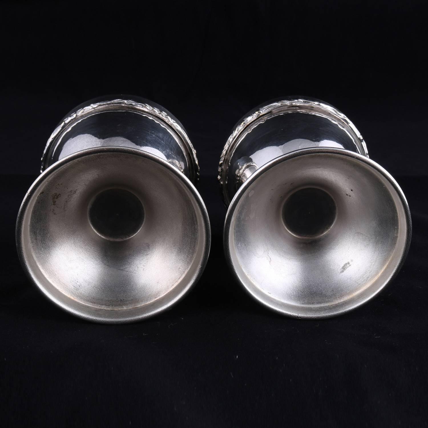 Bohemian Pair of Georg Jensen School Silver Plate Marriage Chalice Cups, P&J 4