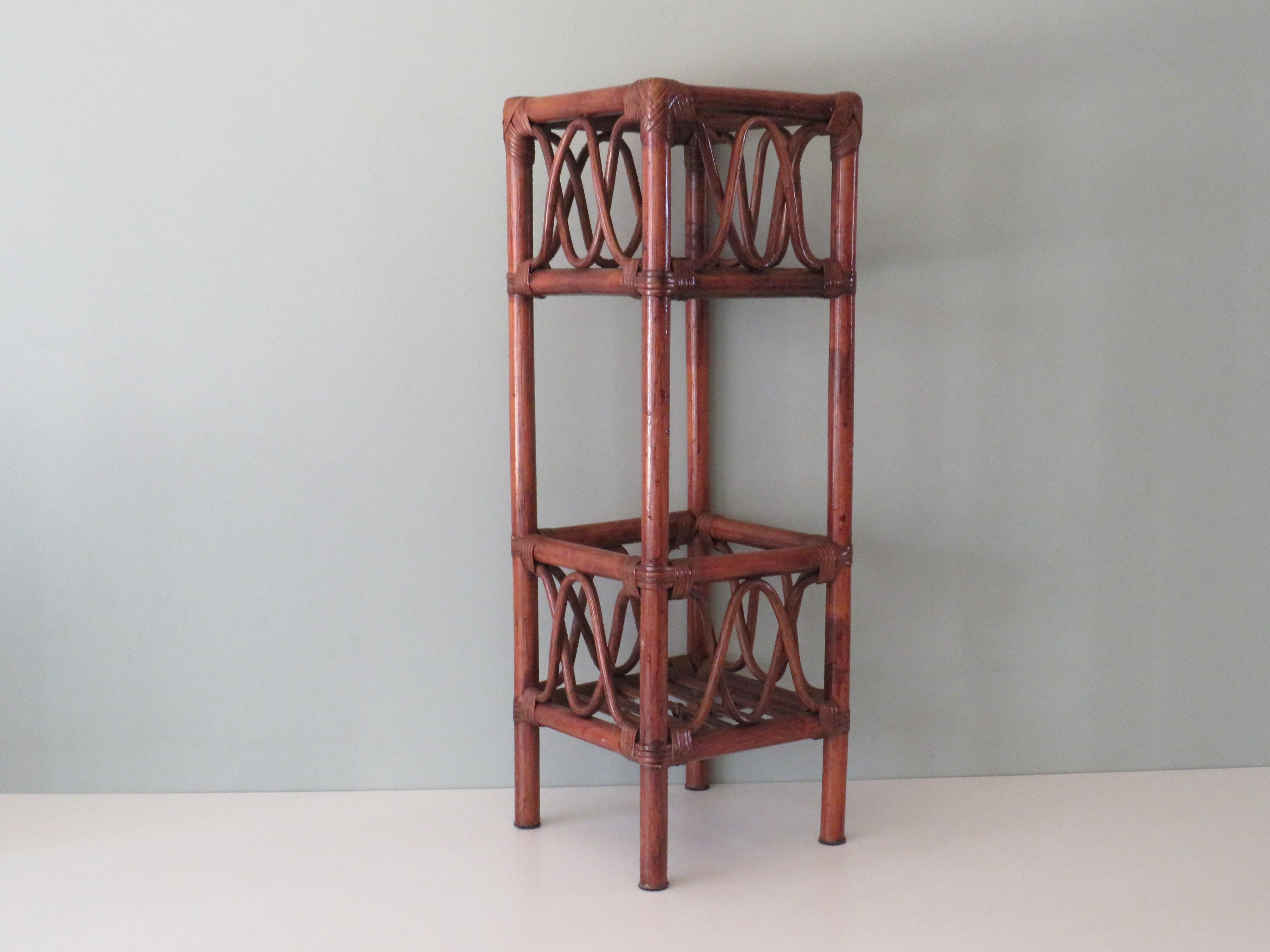 Bohemian Pedestal, High Bamboo Plant Stand, Italy, 1970s 6