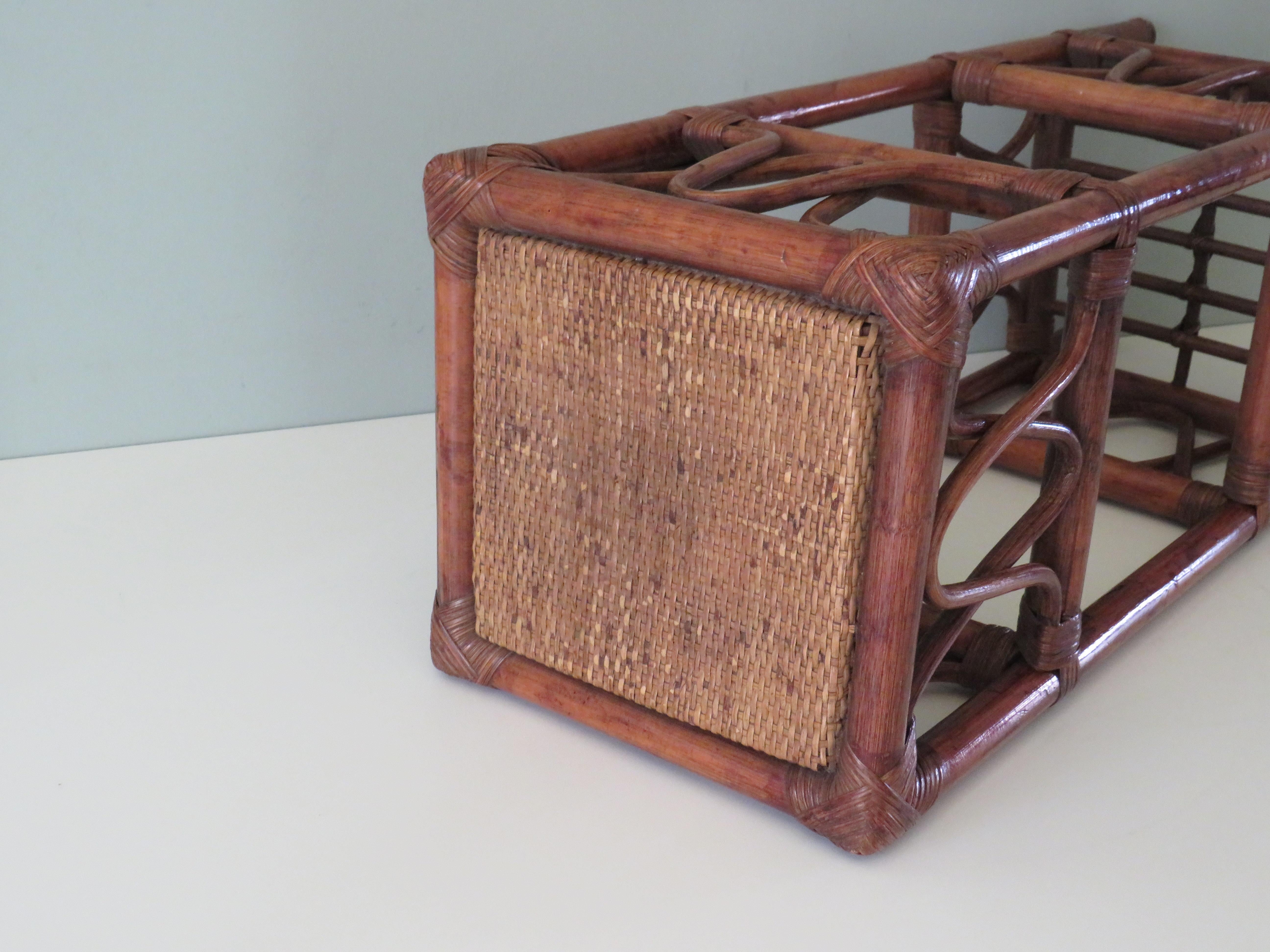 Bohemian Pedestal, High Bamboo Plant Stand, Italy, 1970s 2