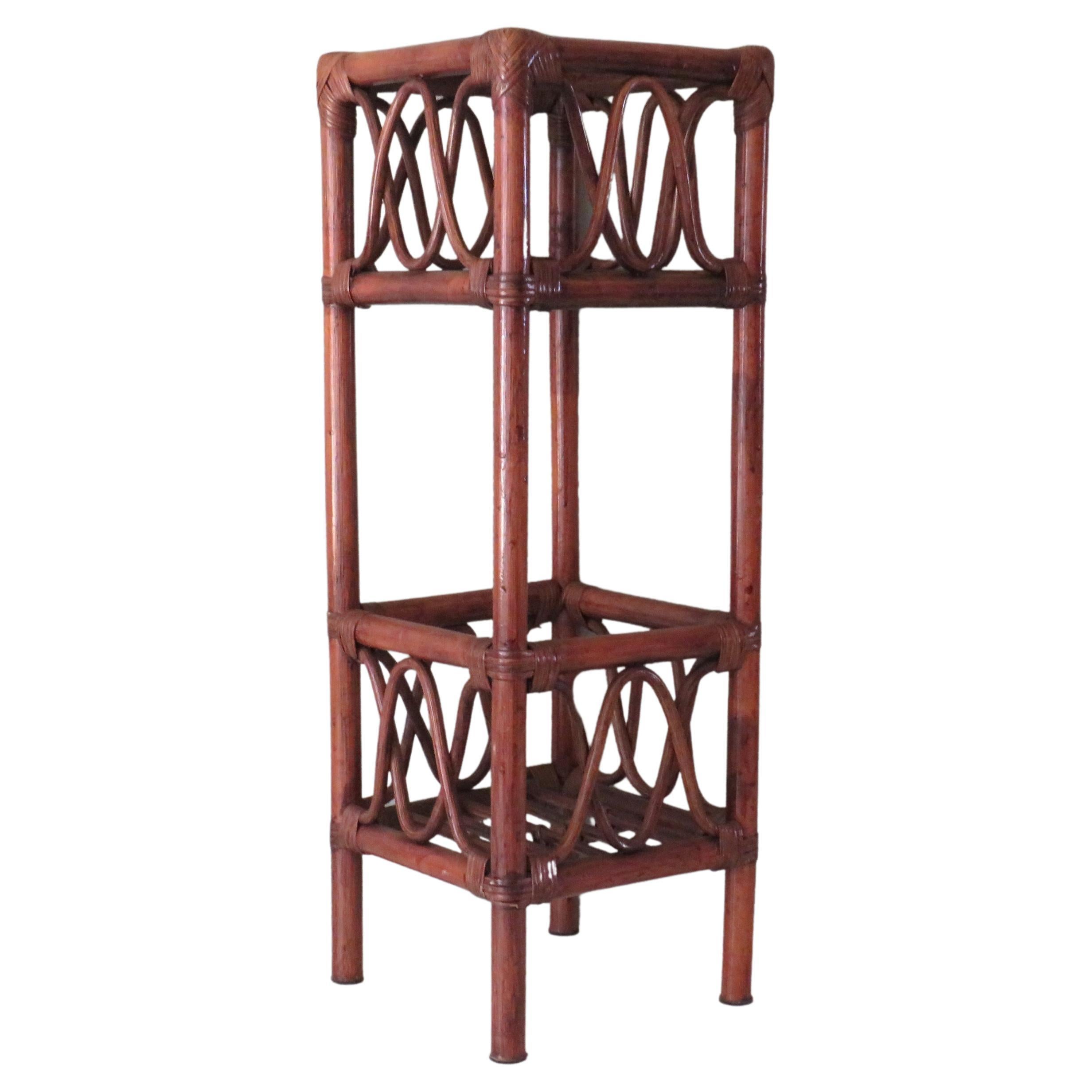 Bohemian Pedestal, High Bamboo Plant Stand, Italy, 1970s