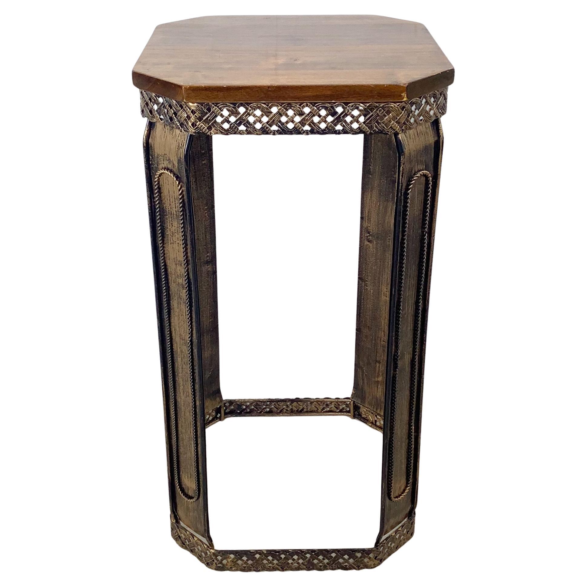 Bohemian Pedestal Stand with Open Metal Base
