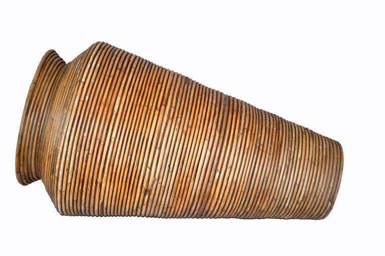 Bohemian Pencil Reed Bamboo Handcrafted Tall Cone Shape Floor Vase