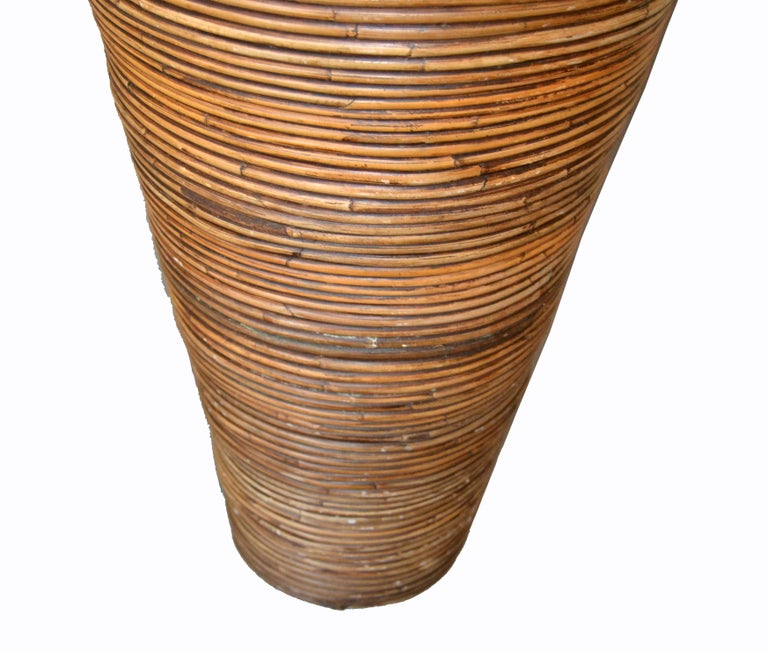 Bohemian Pencil Reed Bamboo Handcrafted Tall Cone Shape Floor Vase at