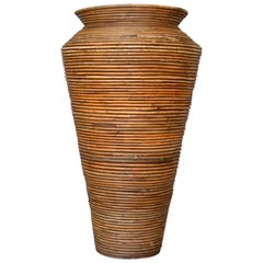 Bohemian Pencil Reed Bamboo Handcrafted Tall Cone Shape Floor Vase