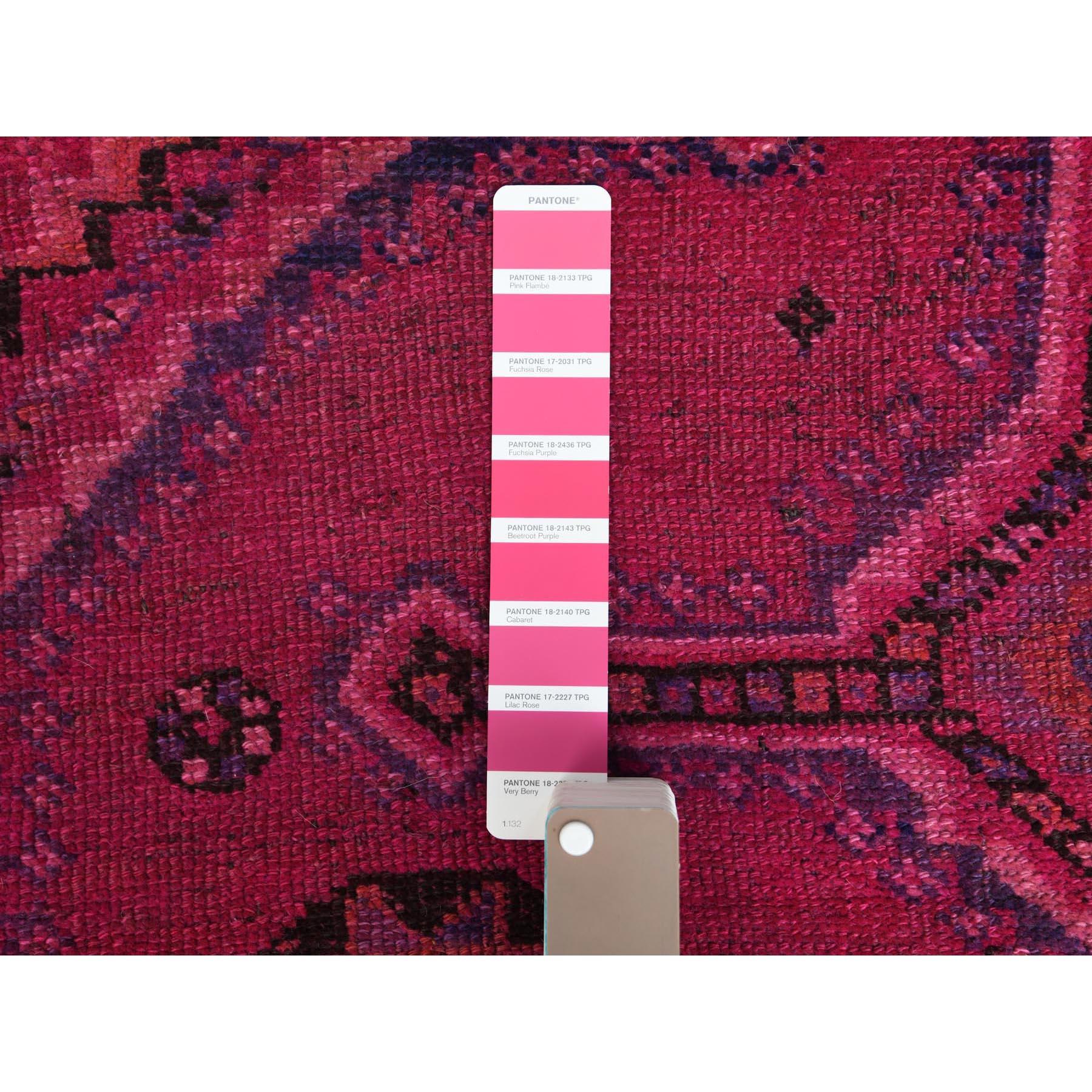 Hand-Knotted Bohemian Persian Qashqai Pink Handmade Vintage Distressed Natural Wool Rug