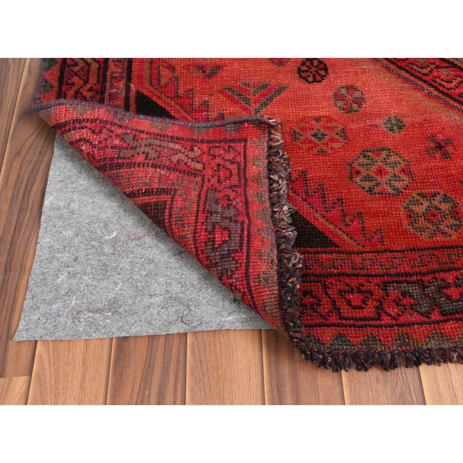 Medieval Bohemian Persian Qashqai Vintage Worn Down Handmade Wool Gallery Size Runner Rug