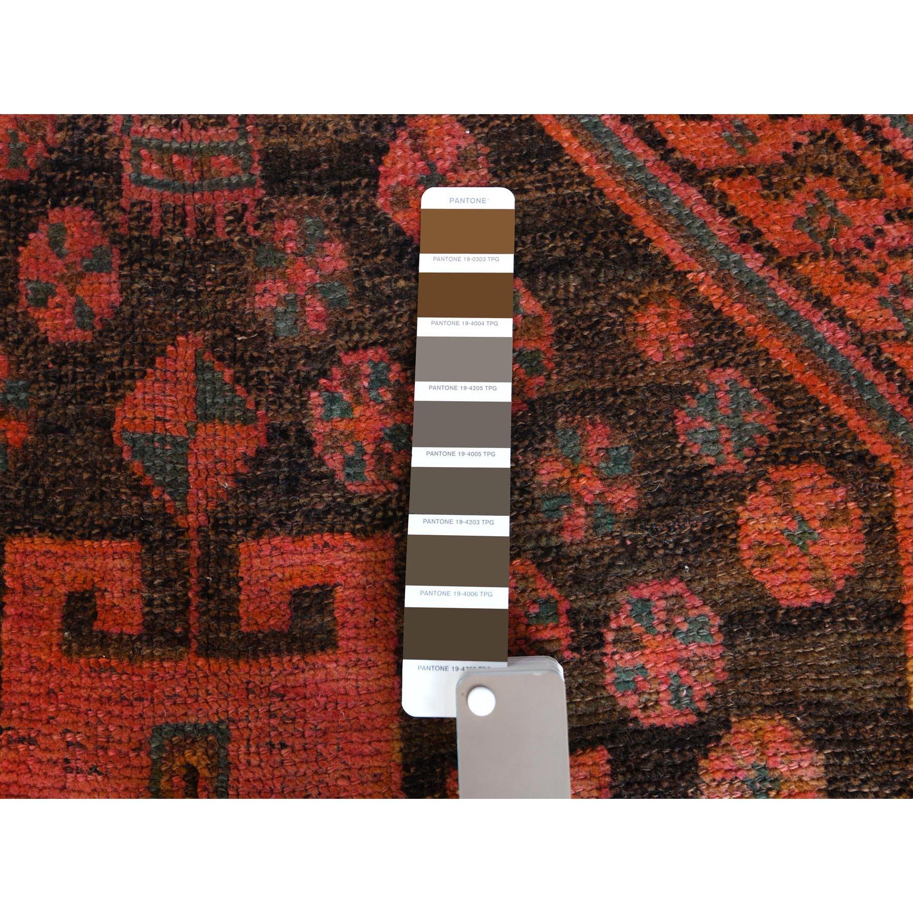 Hand-Knotted Bohemian Persian Qashqai Vintage Worn Down Handmade Wool Gallery Size Runner Rug