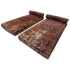 Bohemian Persian Rug Upholstered Day Bed Cushions with Bolsters