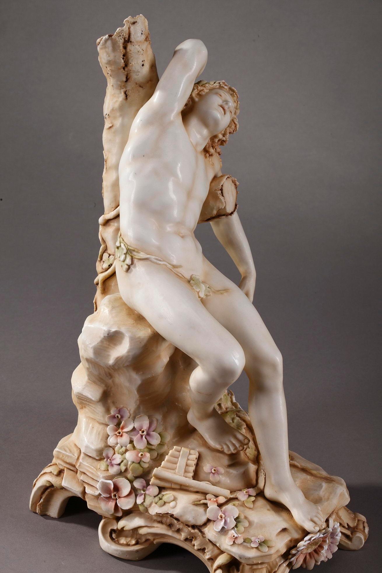 Bohemian Porcelain Sculpture Drunk Bacchus 9