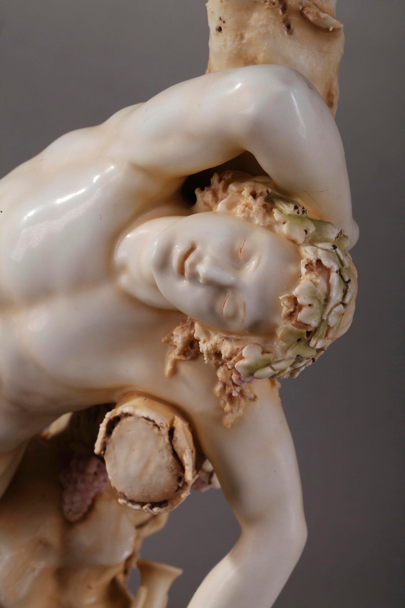 French Bohemian Porcelain Sculpture Drunk Bacchus
