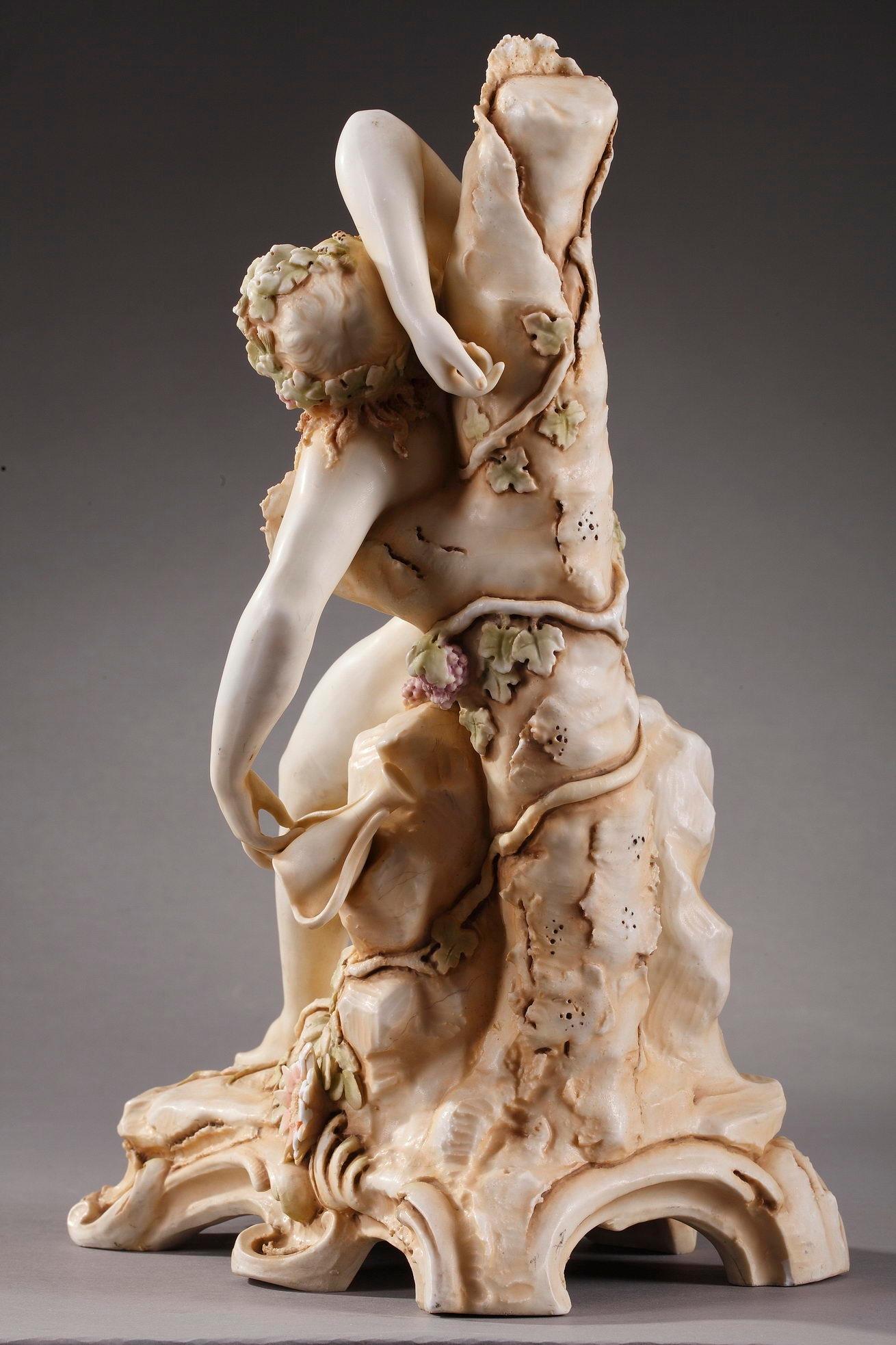 19th Century Bohemian Porcelain Sculpture Drunk Bacchus