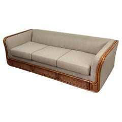Bohemian Rattan Linen Three Seater Sofa