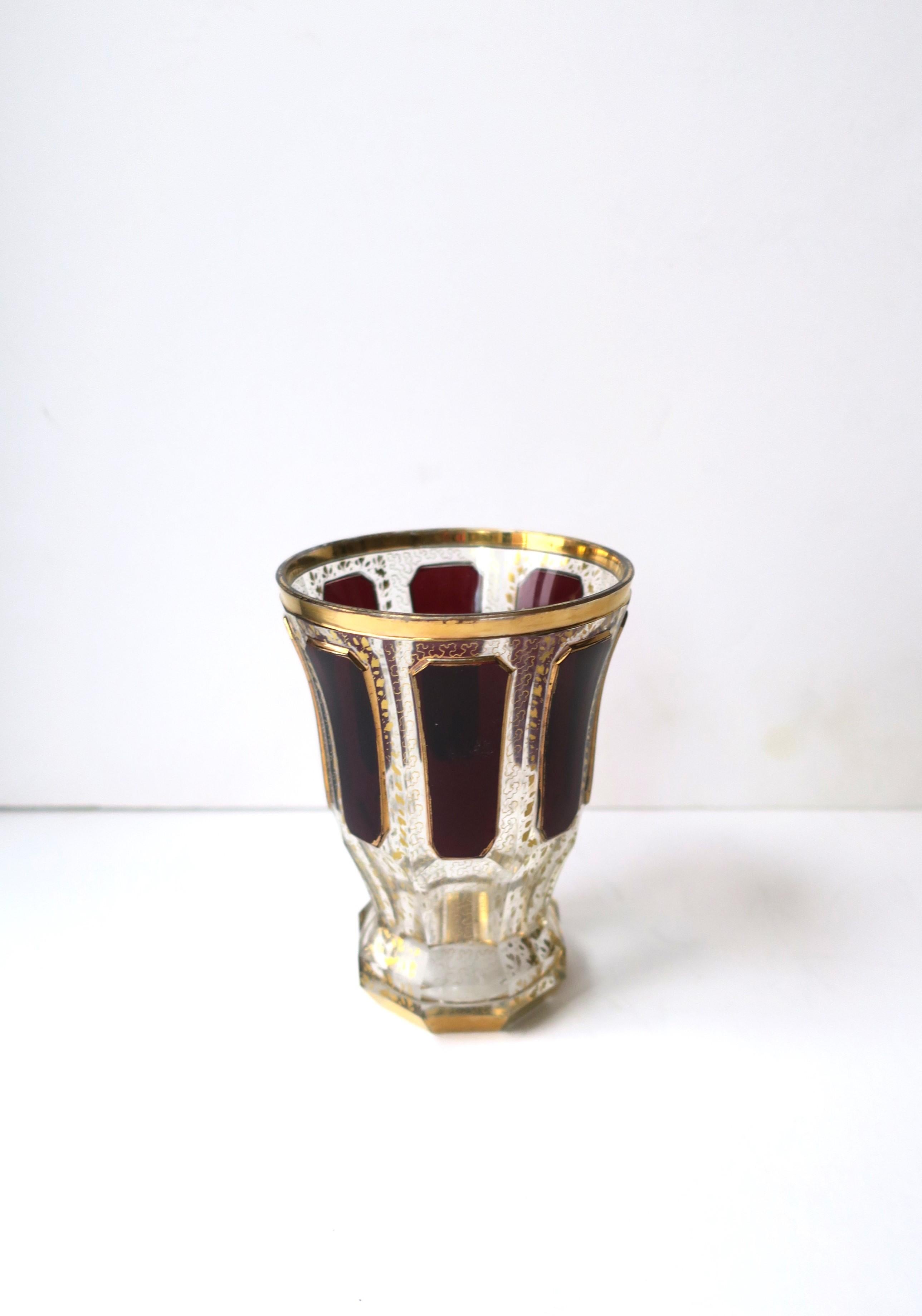 19th Century Bohemian Red Burgundy and Gold Vase  For Sale
