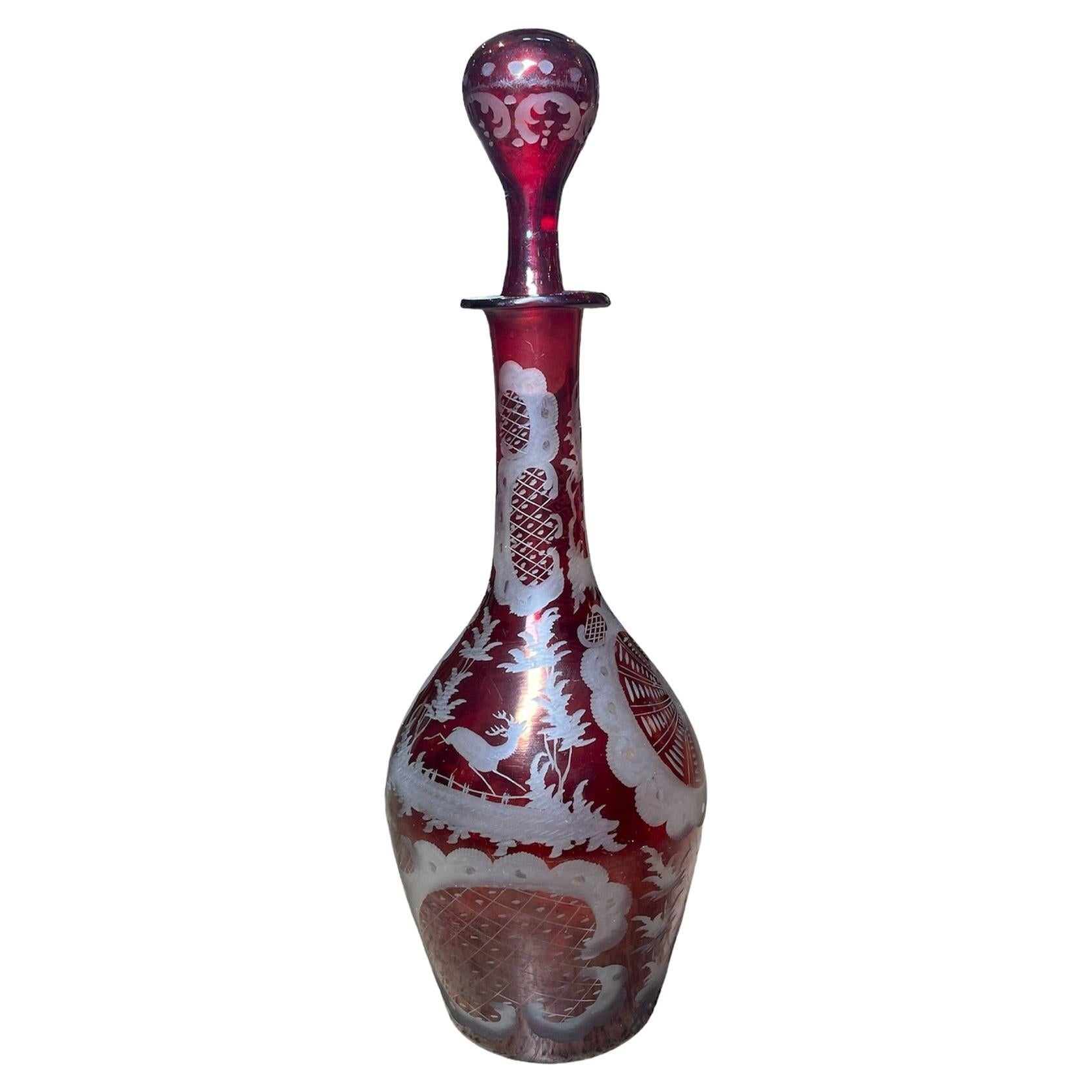 Decanter piccolo in vetro rosso di Boemia