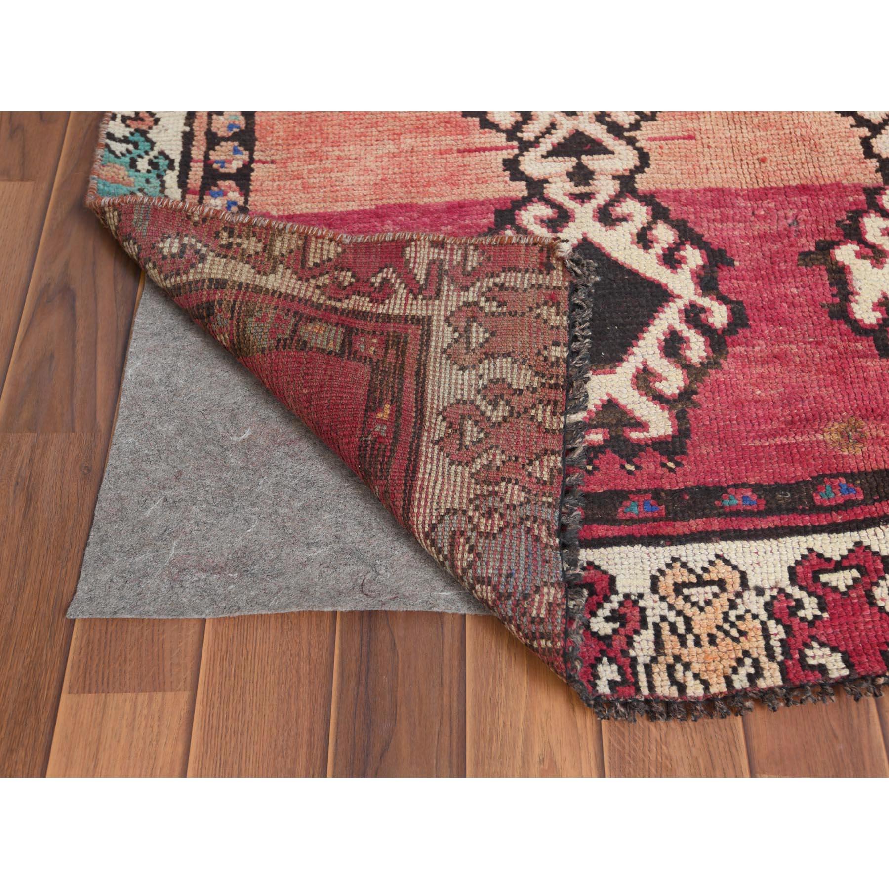 Medieval Bohemian Red Persian Shiraz Handmade Wool Old Distressed Gallery Size Runner Rug For Sale