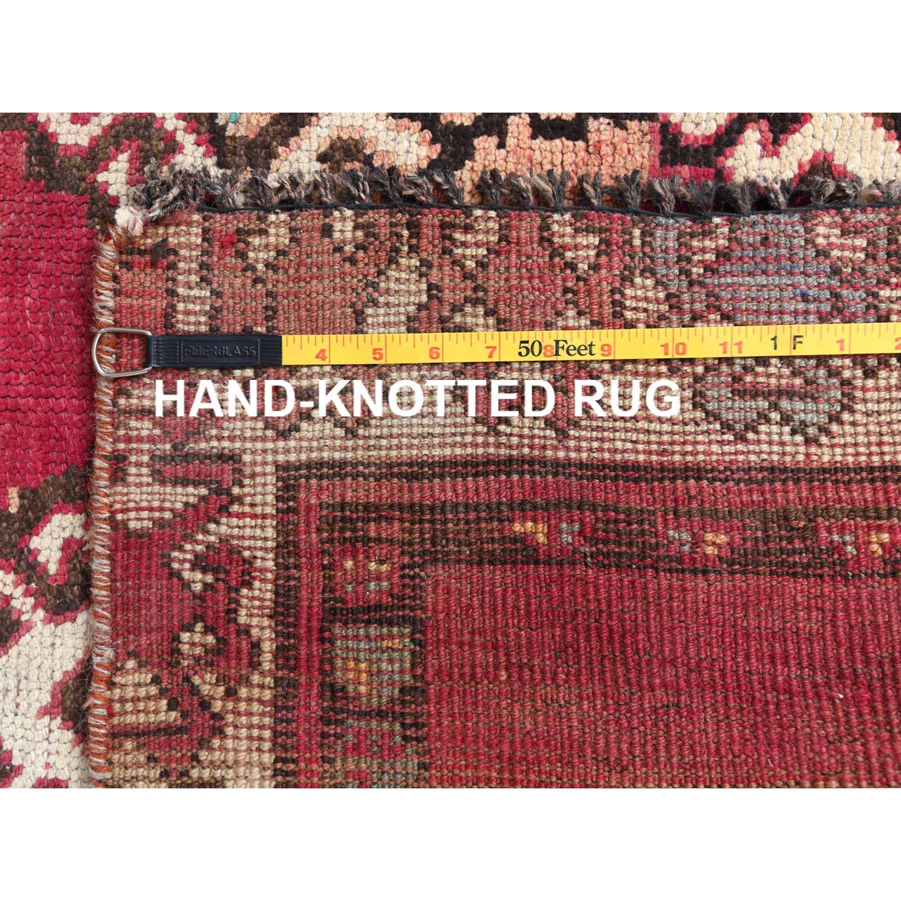 Bohemian Red Persian Shiraz Handmade Wool Old Distressed Gallery Size Runner Rug For Sale 1