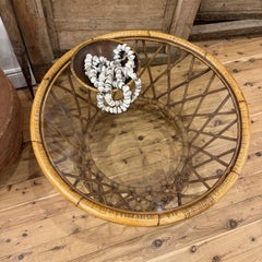 Bohemian Round French Bamboo Side Table