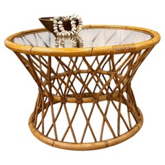 Bohemian Round French Bamboo Side Table