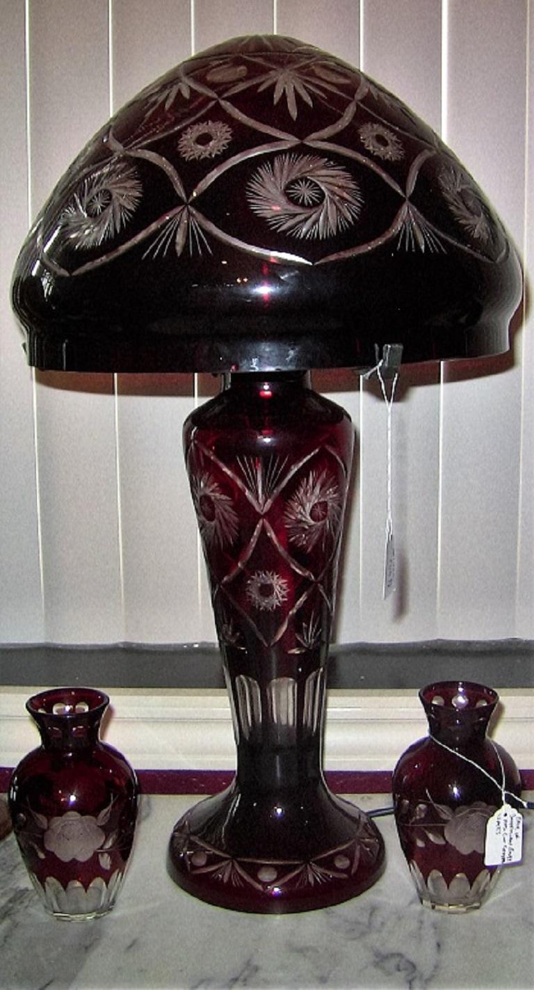 Bohemian Ruby Red Cut to Clear Crystal Table Lamp at 1stDibs bohemian
