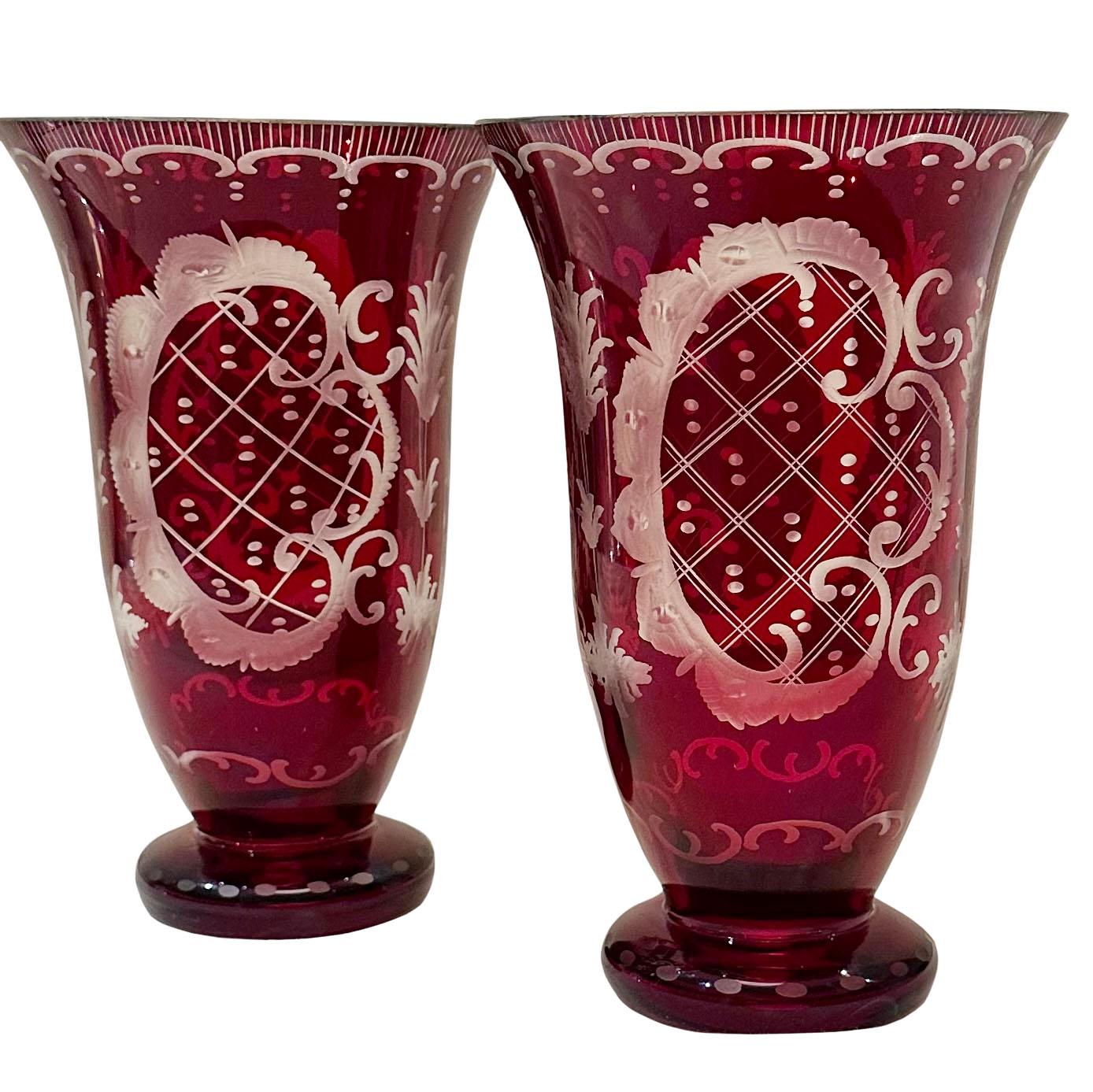 ruby red glass vase
