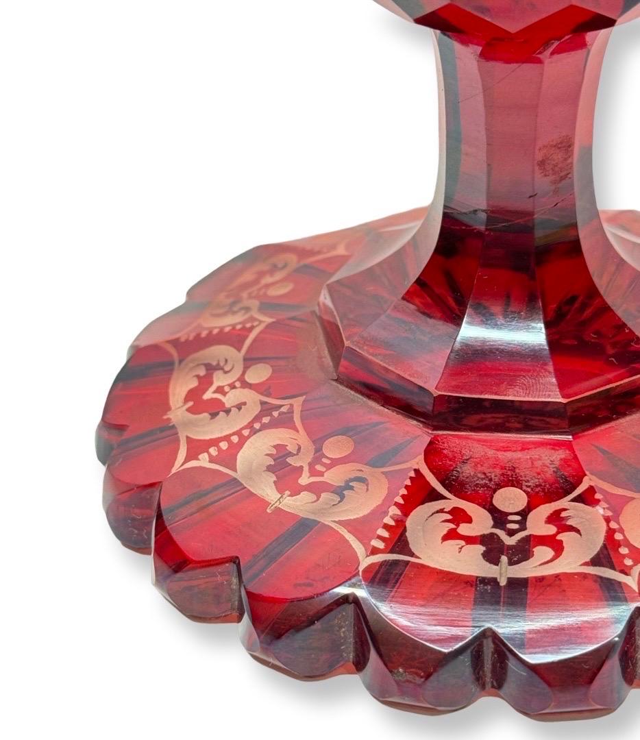 Bohemian Ruby-Stained Goblet with Engraved Horses, Karl Pfohl, 1850-1860 For Sale 5