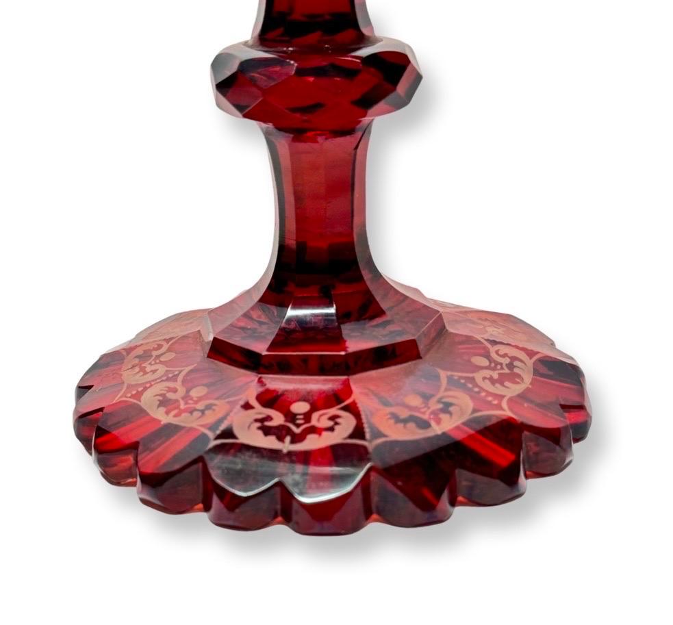 Bohemian Ruby-Stained Goblet with Engraved Horses, Karl Pfohl, 1850-1860 For Sale 6