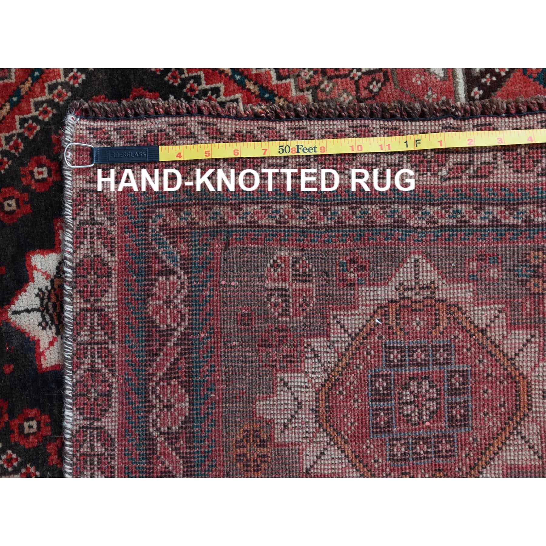 Bohemian Rust Red Persian Qashqai Vintage Worn Down Wool Handmade Rug 1