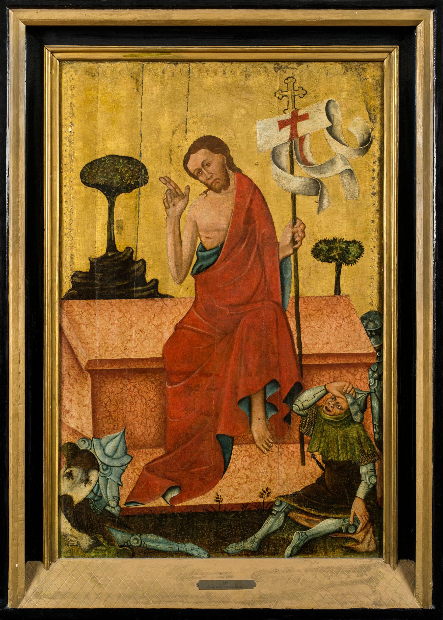 Bohemian School, ca. 1380-1400 Figurative Painting – Die Auferstehung Christi