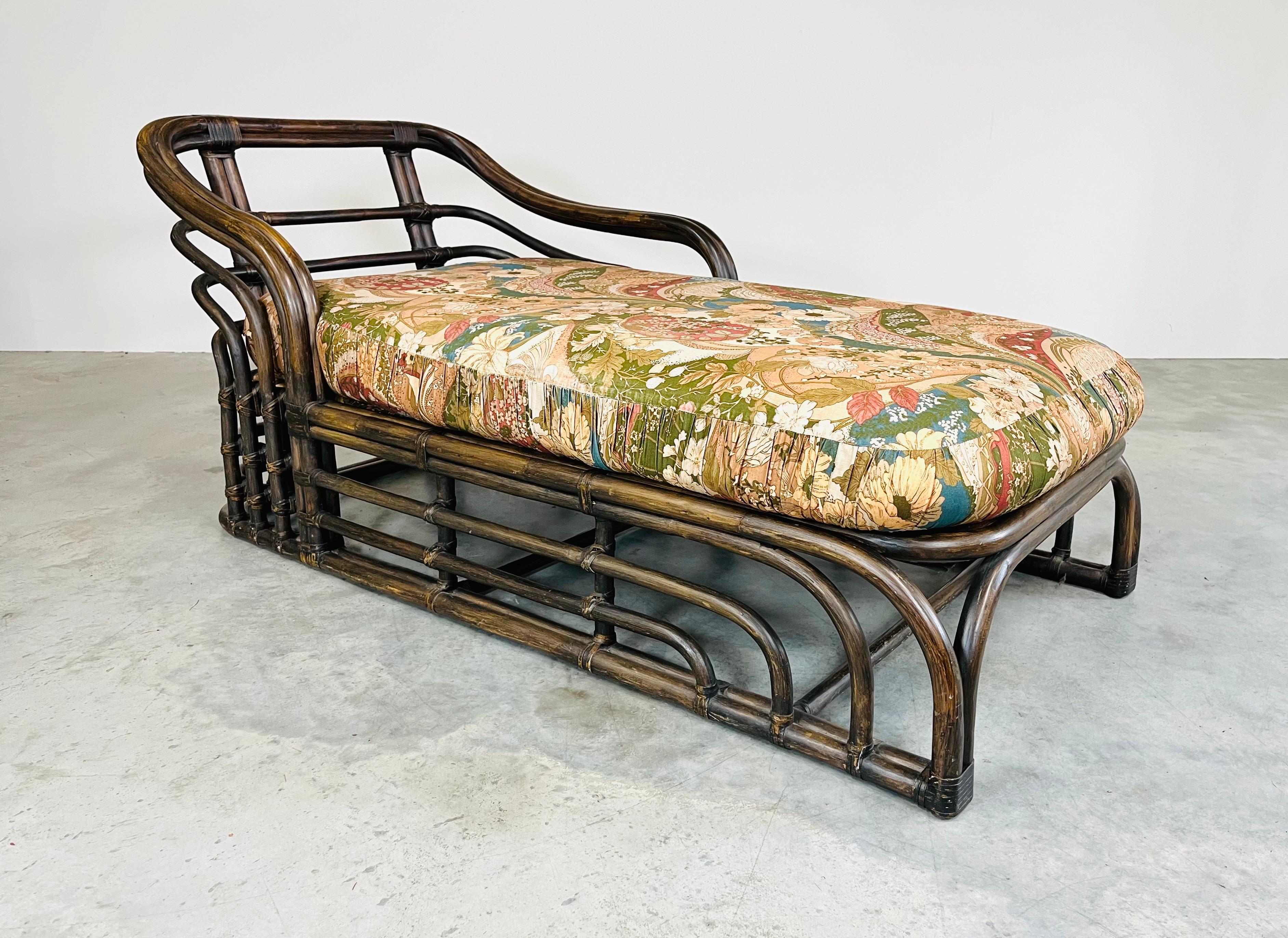 Bohemian Ficks Reed Style Sculptural Bamboo Chaise Lounge Chair Circa 1960 3