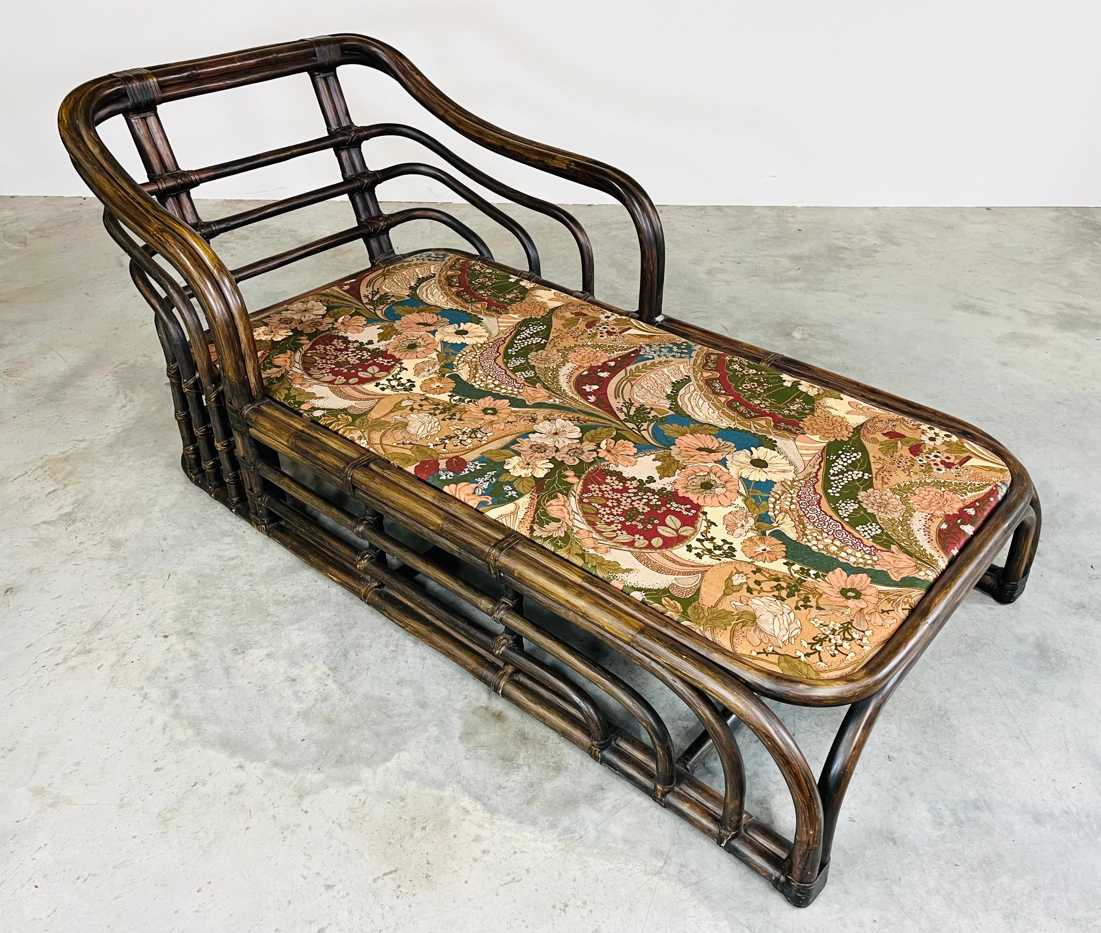 Bohemian Ficks Reed Style Sculptural Bamboo Chaise Lounge Chair Circa 1960 For Sale 4