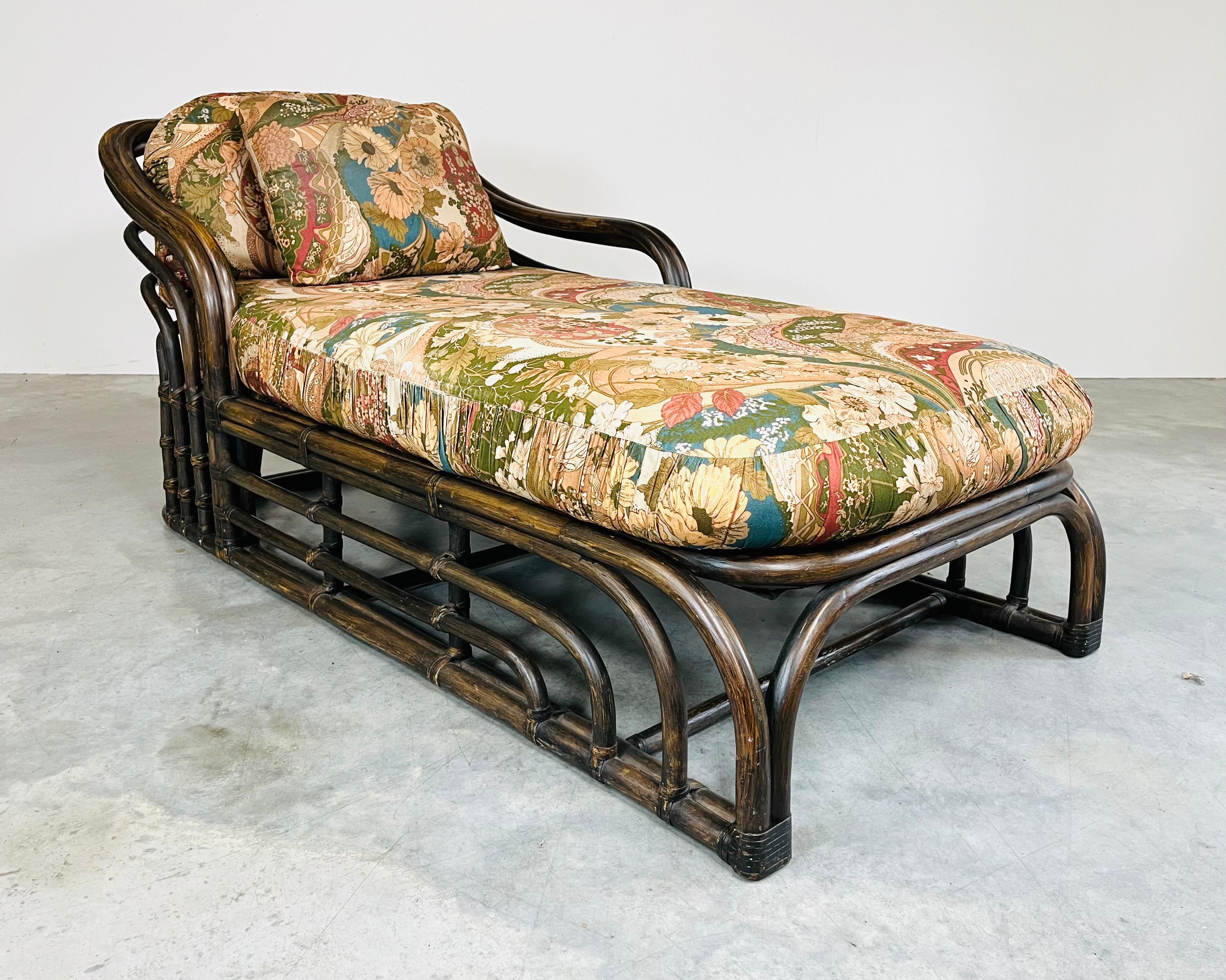 Bohemian Ficks Reed Style Sculptural Bamboo Chaise Lounge Chair Circa 1960 For Sale 2