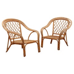 Bohemian Set of 2 Bamboo Chairs from the 1960s