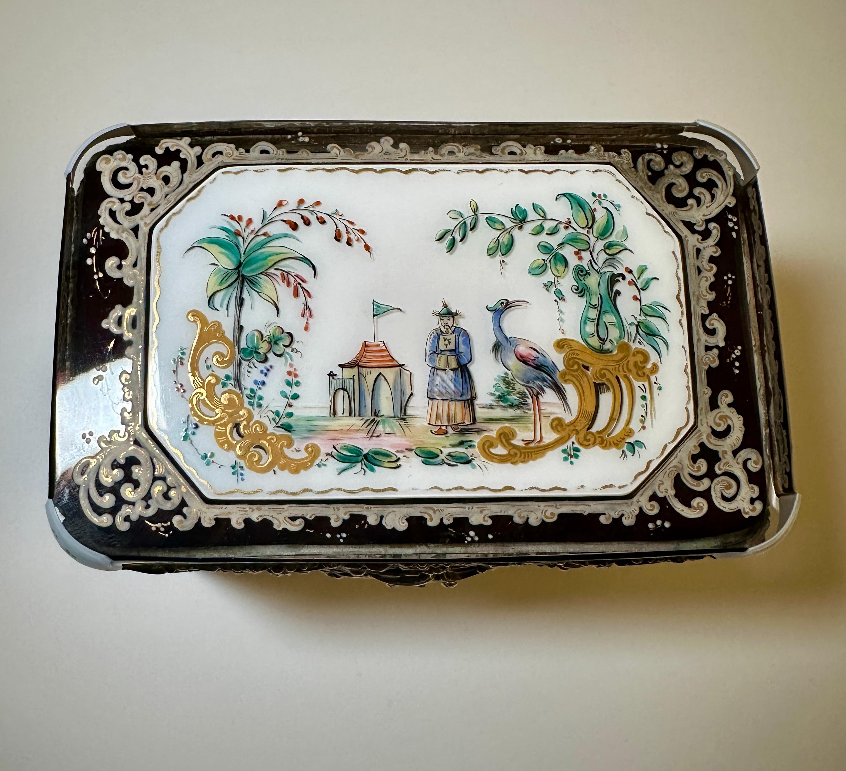 Bohemian Silver-Mounted Overlay and Enameled Box, Dated 1852 In Excellent Condition For Sale In New York, NY