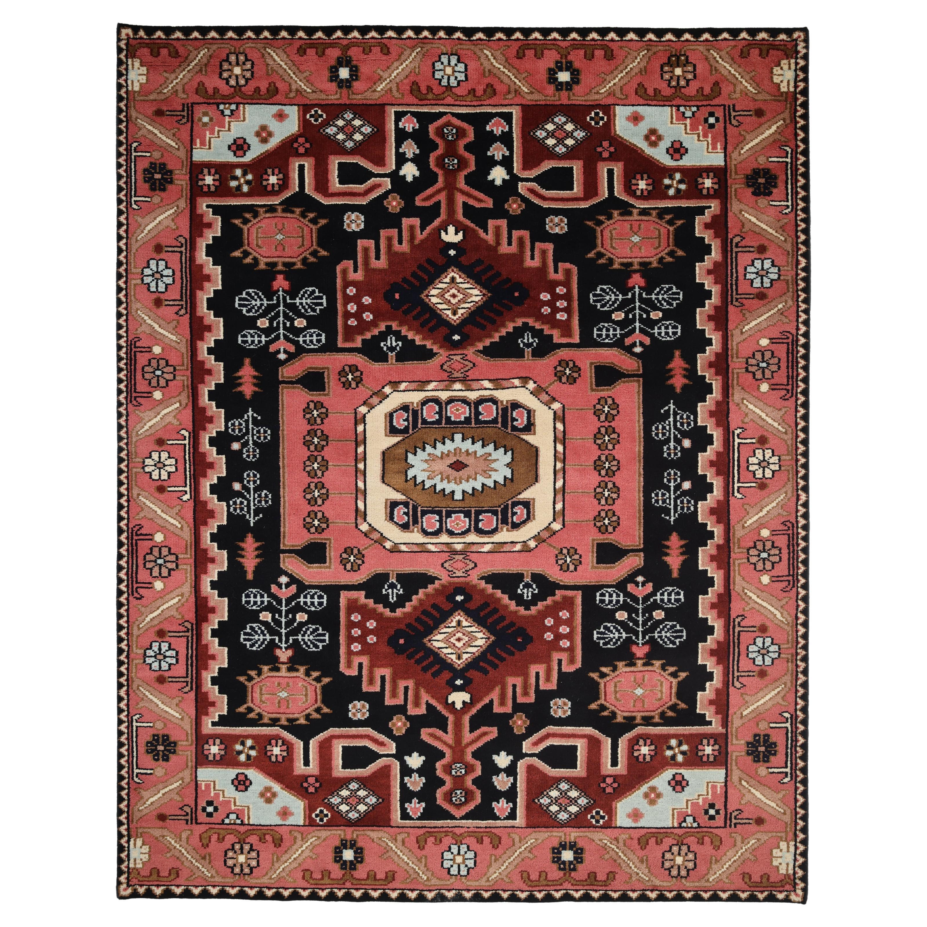 Bohemian Southwestern Hand Made Black Area Rug 9' 0" x 12' 0"