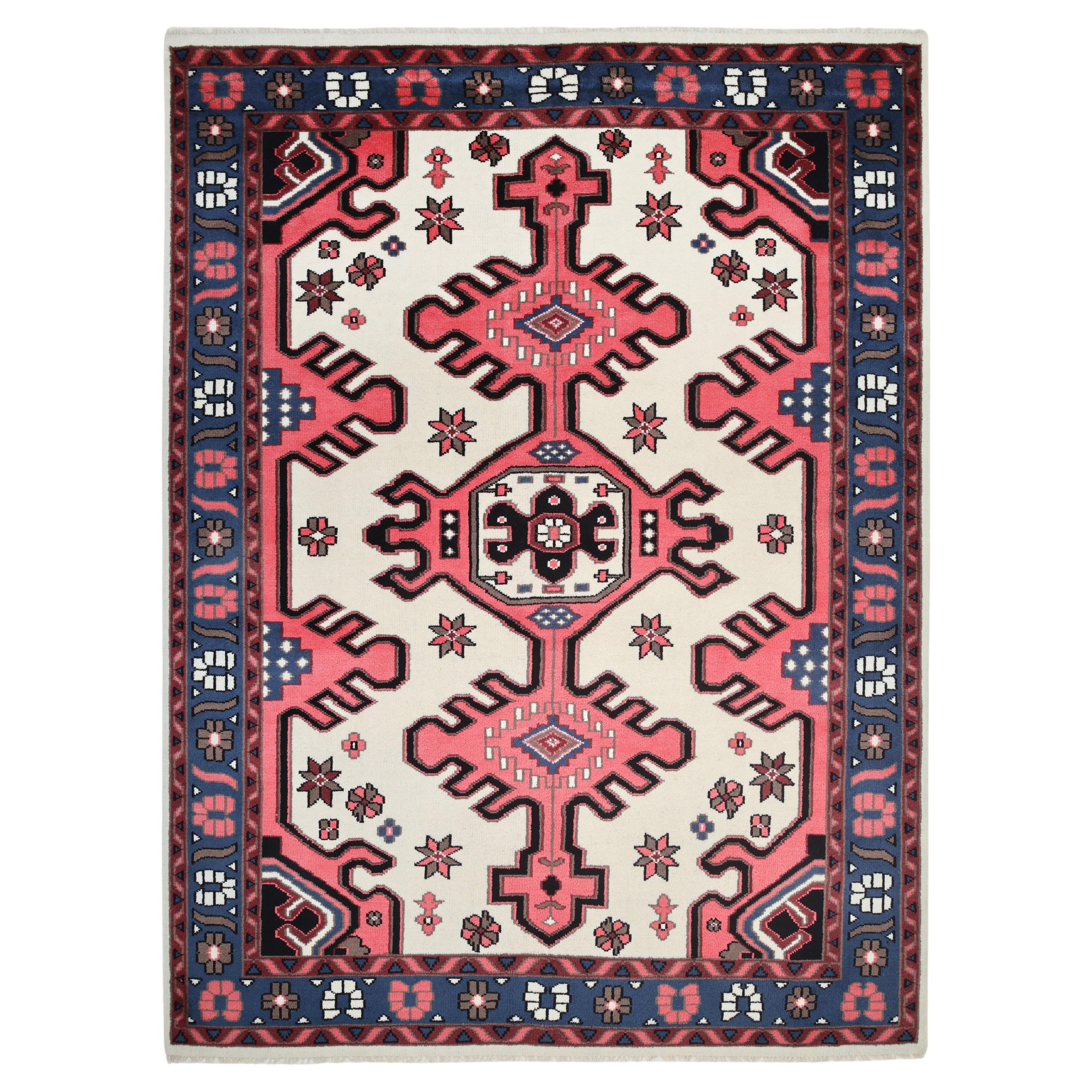 Tappeto Bohemian Southwestern Hand Made Ivory 8' 0" x 10' 0" in vendita