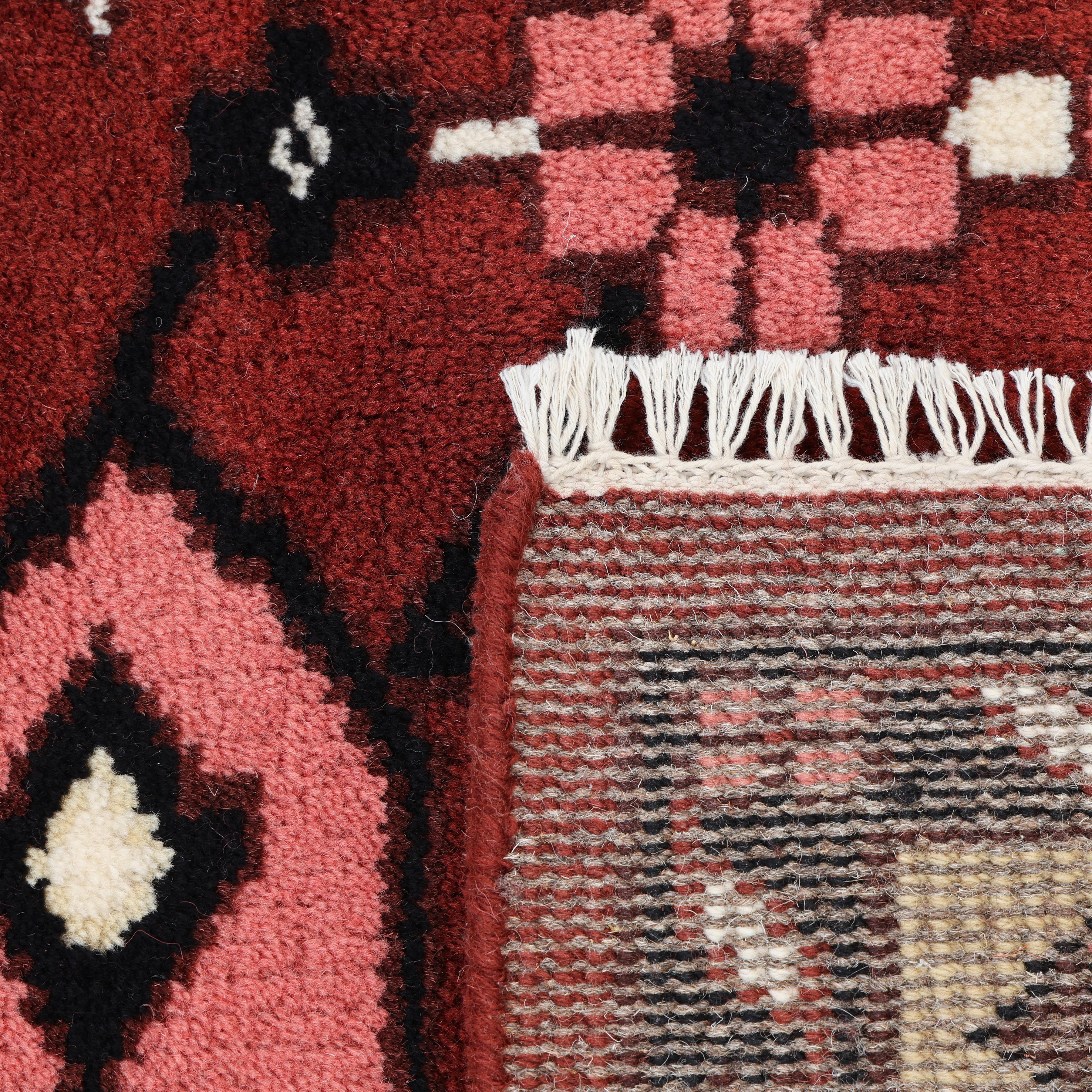 XXI secolo e contemporaneo Tappeto per l'area rossa Bohemian Southwestern Hand Made 3' 0