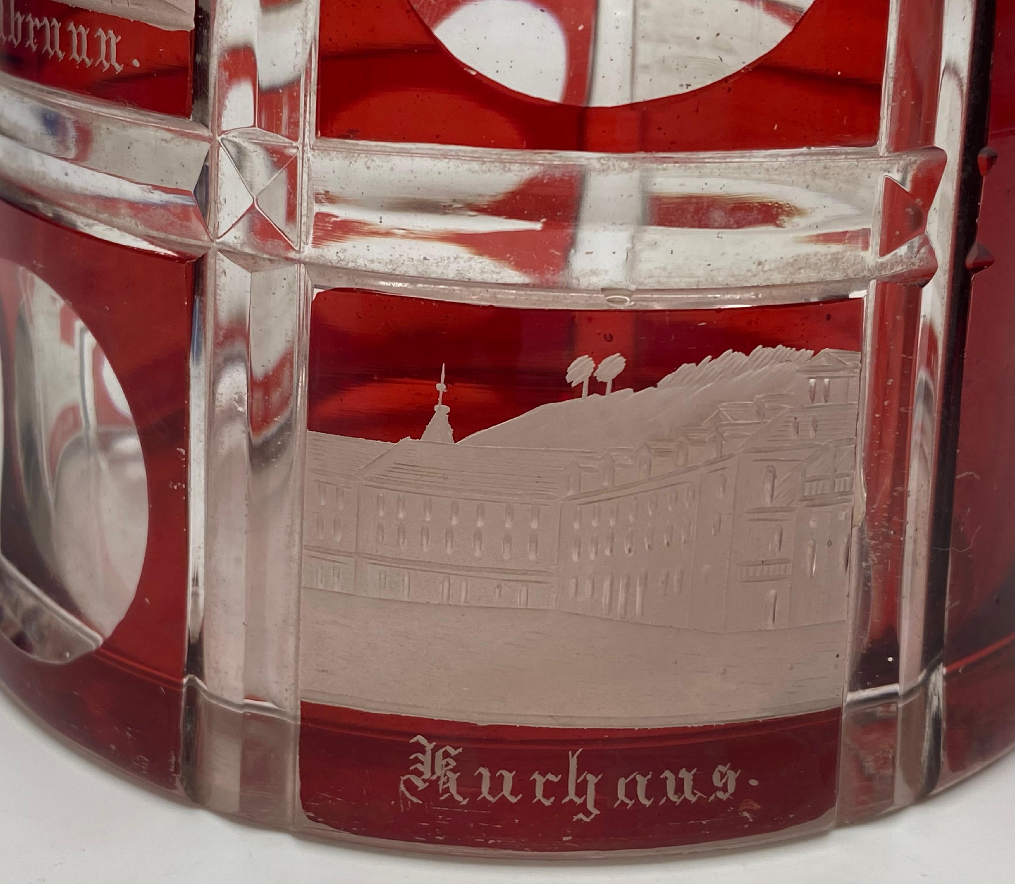 Bohemian Spa glass tankard, silver mounts, d. 1860. 4