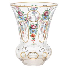 Bohemian spa glass tumbler with hand painted enamel overlay, c. 1825-45