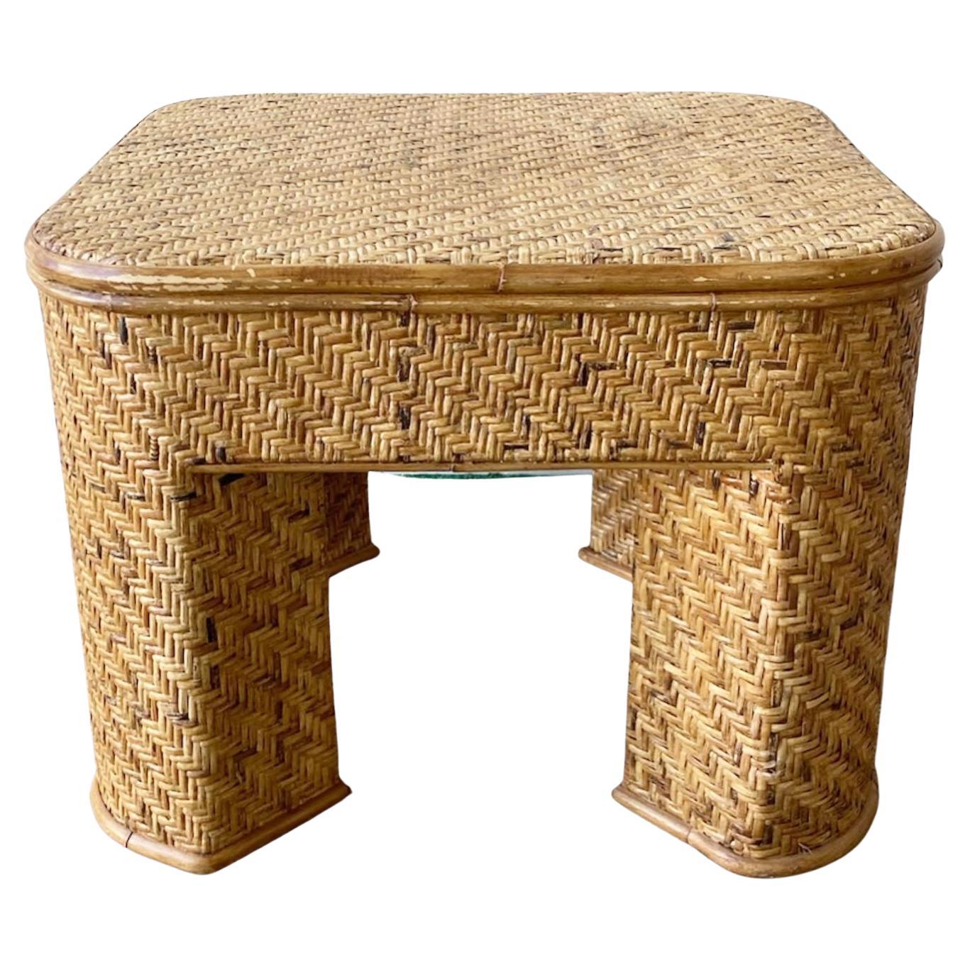 Bohemian Square Wicker Wrapped Coffee Table