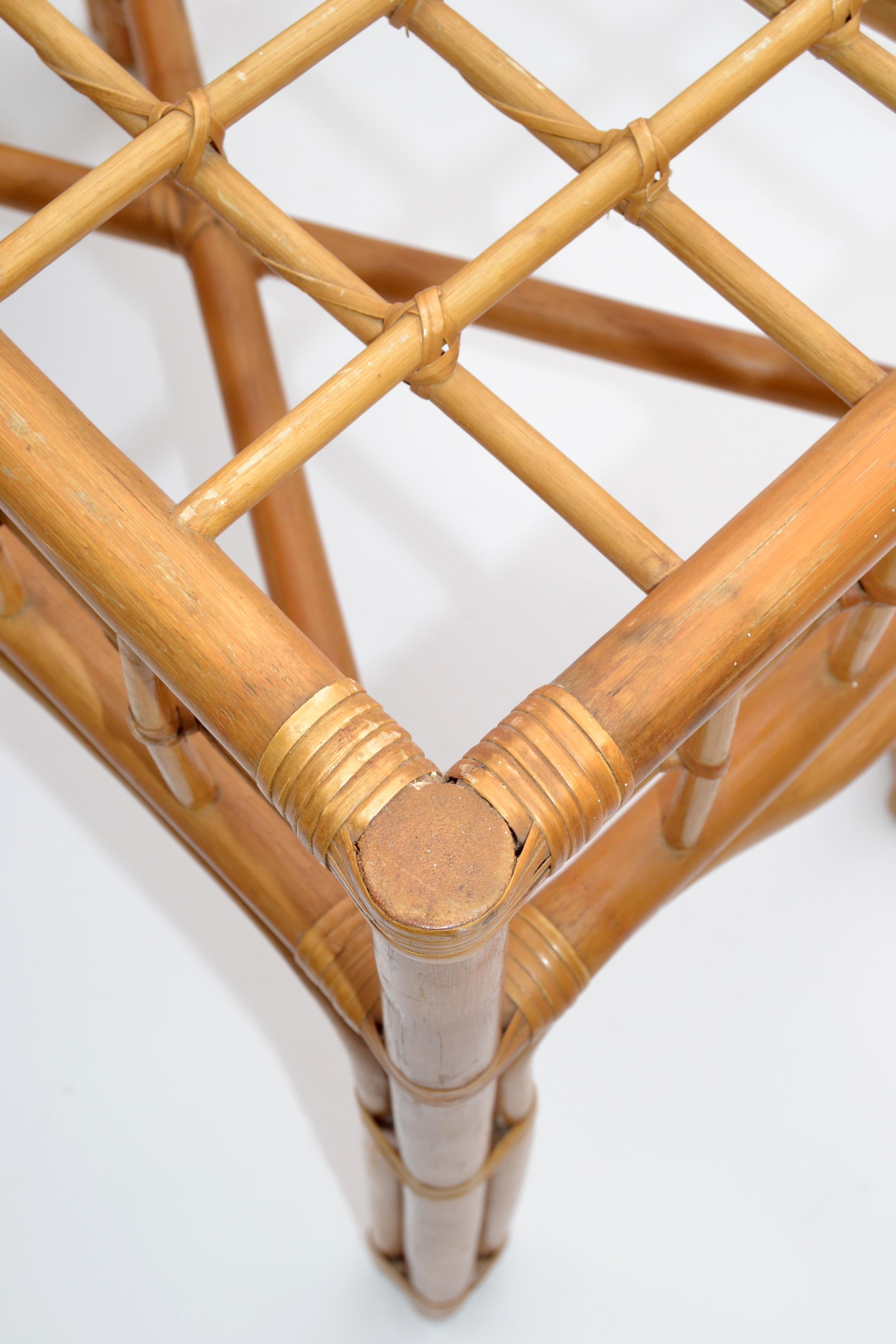 Konsolentisch aus gebogenem Bambus und Rattan im böhmischen Stil mit Glasplatte, handgefertigt im Angebot 3