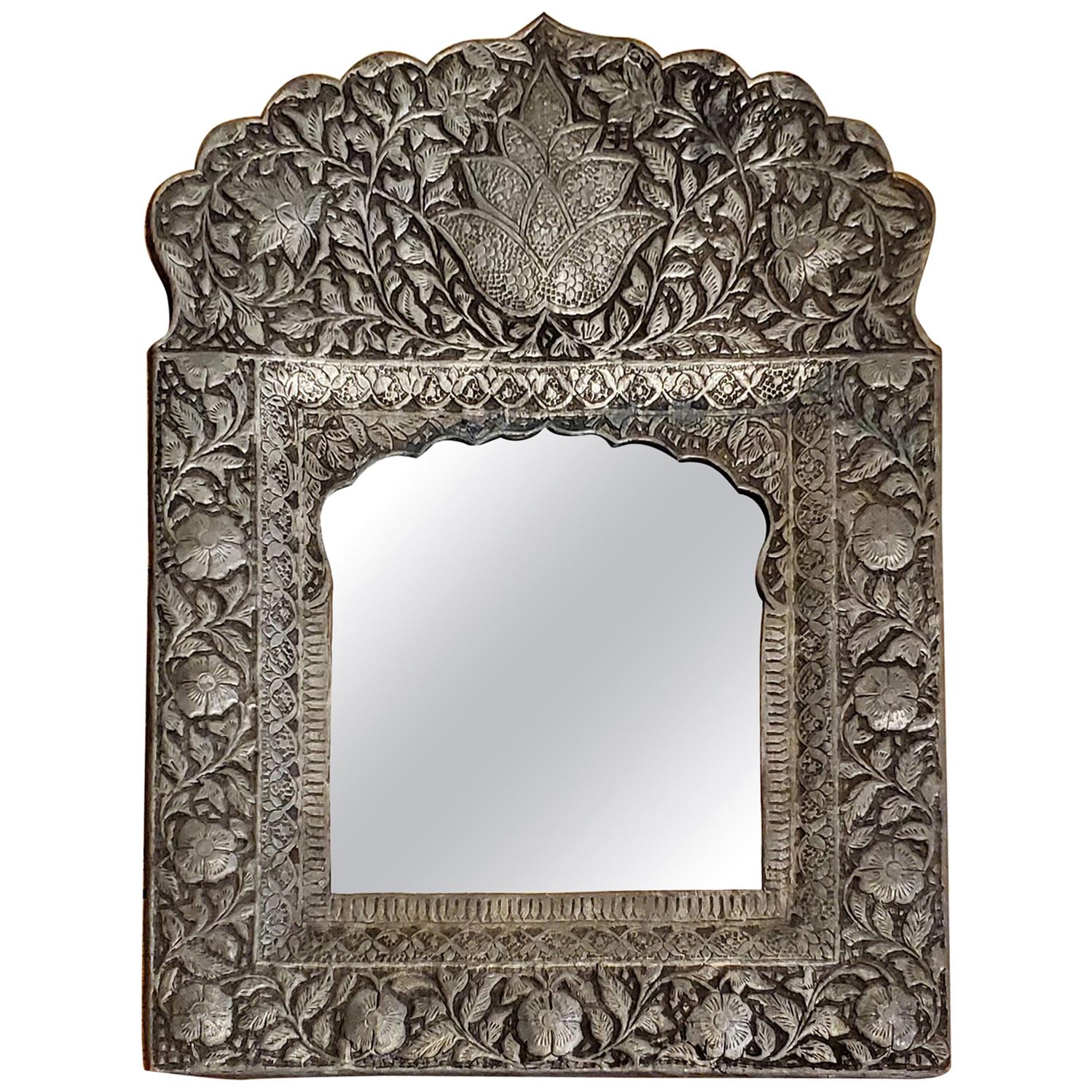 Bohemian Style Indian Hammered Metal Mirror