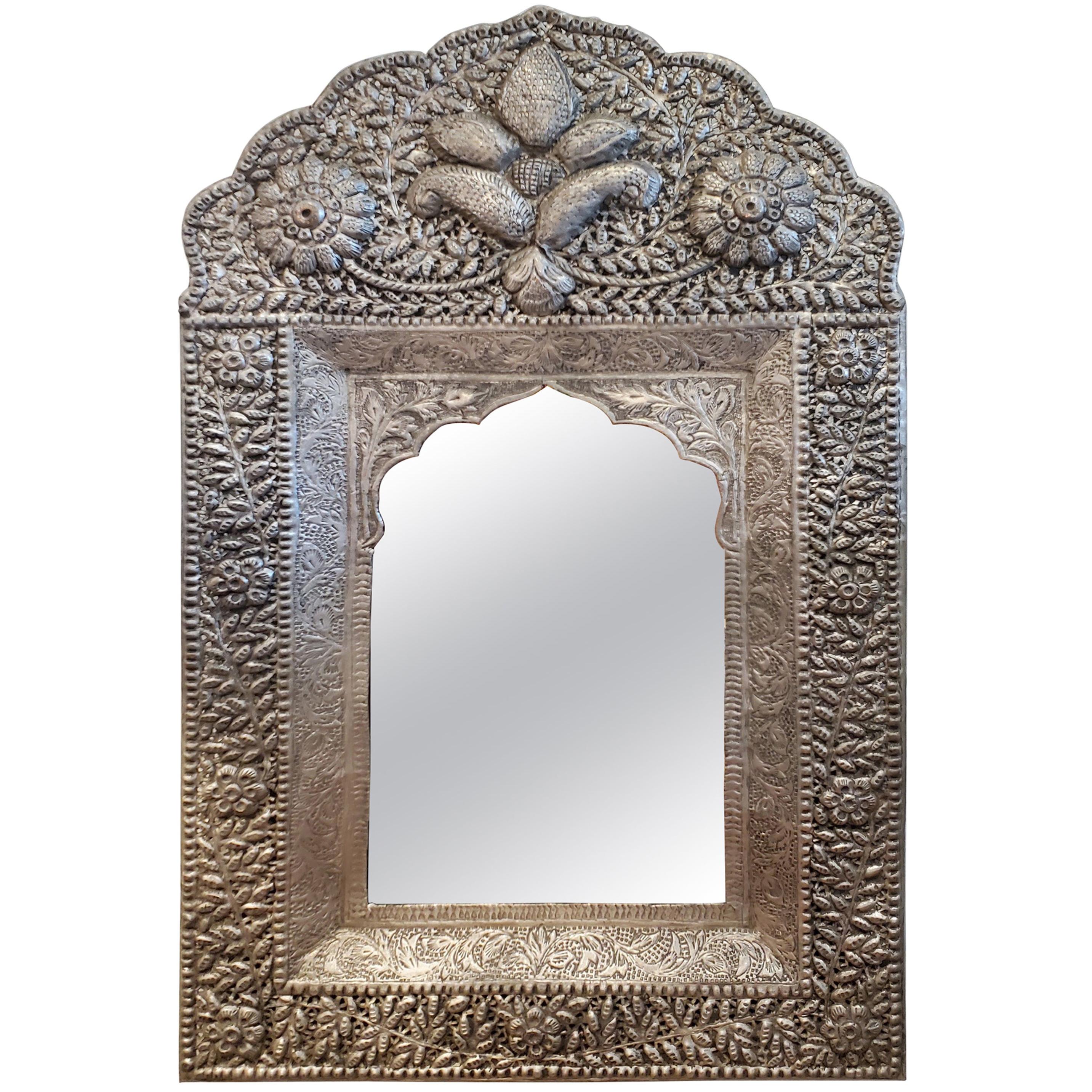 Bohemian Style Indian Hammered Metal Mirror