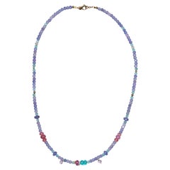 Bohemian Tanzanite Necklace with Diamonds and Sapphires
