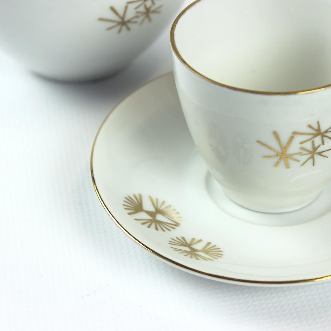 Bohemian Tea Set in Porcelain & Gold, Czechoslovakia 1950s For Sale 5