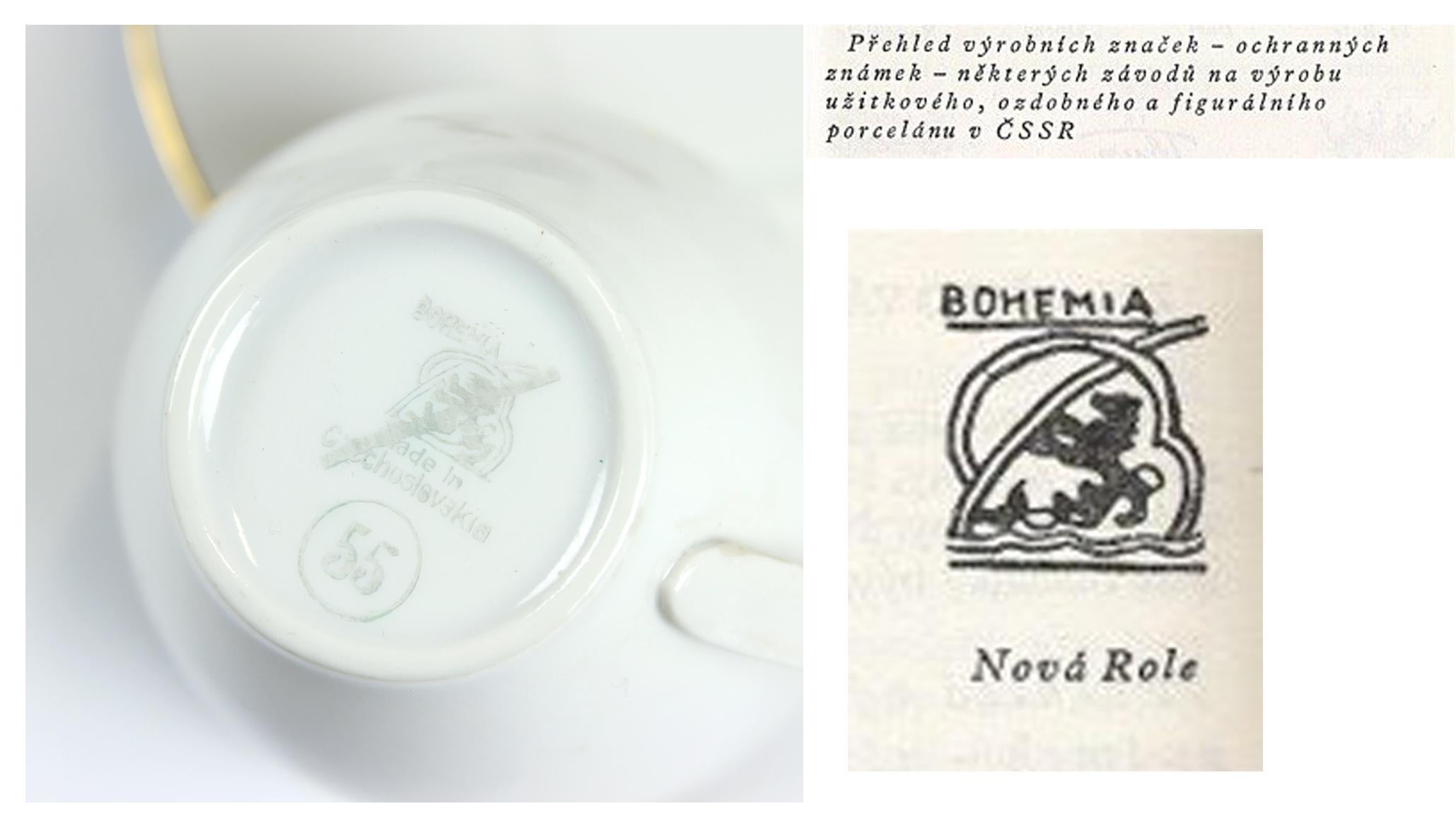 Bohemian Tea Set in Porcelain & Gold, Czechoslovakia 1950s For Sale 6