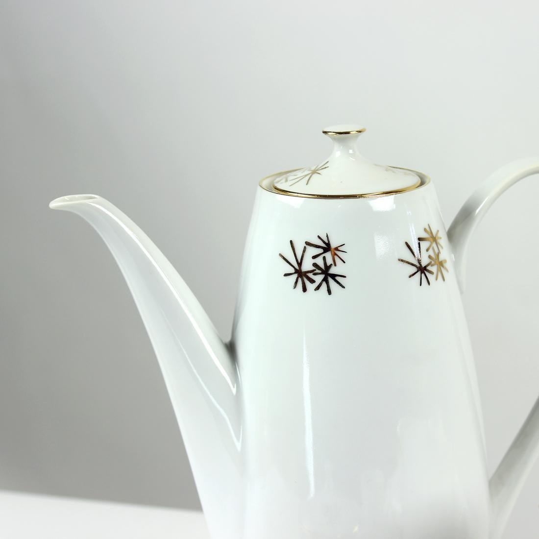 Mid-20th Century Bohemian Tea Set in Porcelain & Gold, Czechoslovakia 1950s For Sale