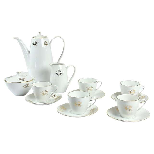 Classic Italian White and Gold Fine Porcelain Tea Set For Sale at ...
